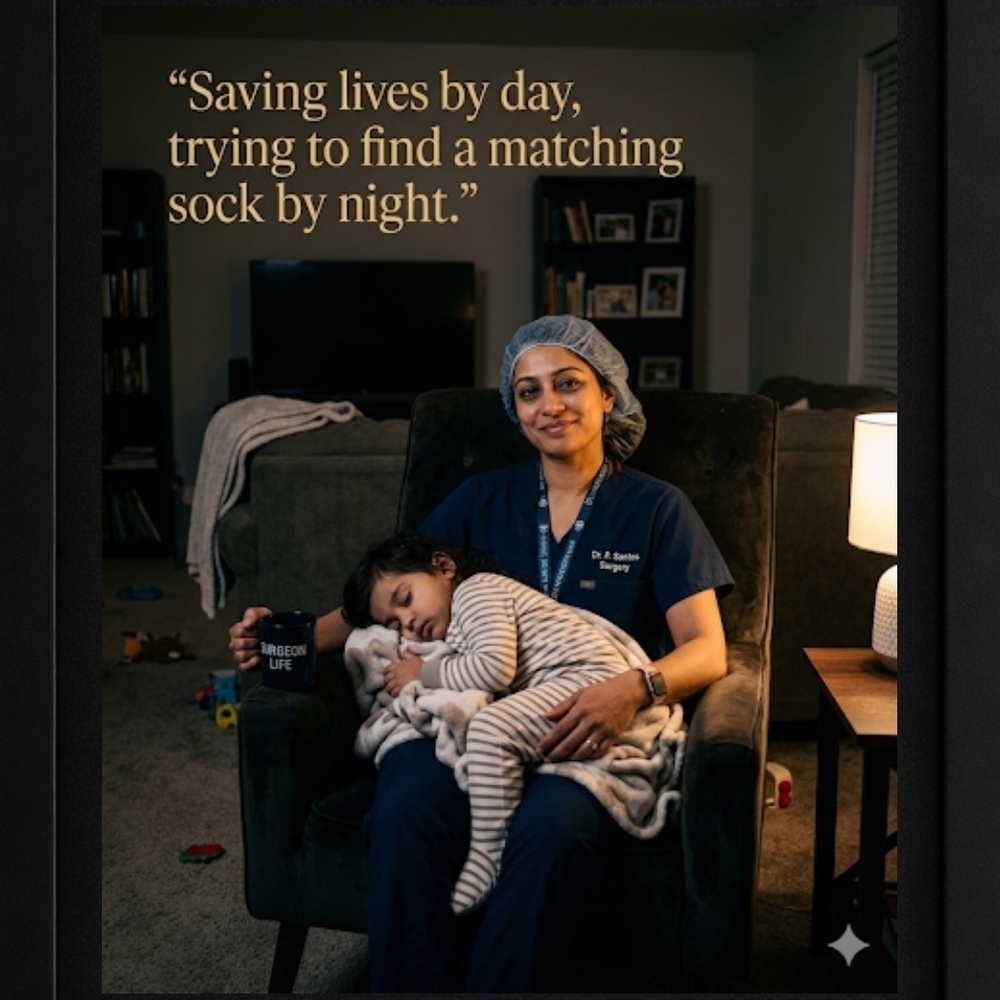 Multitasking Mom A.I. Art Print In 8x10 Frame